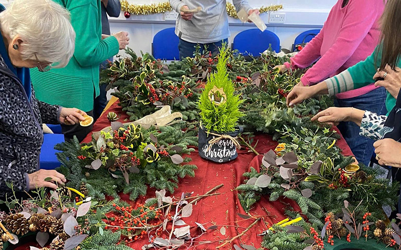 Wreath making workshop participants